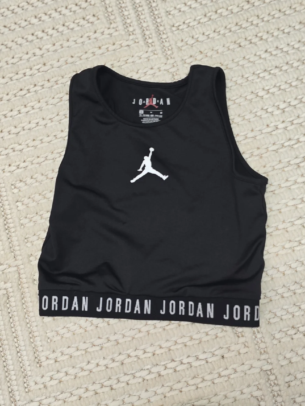 Jordan Black Crop Tank with White Jumpman Logo - Picture 1 of 8